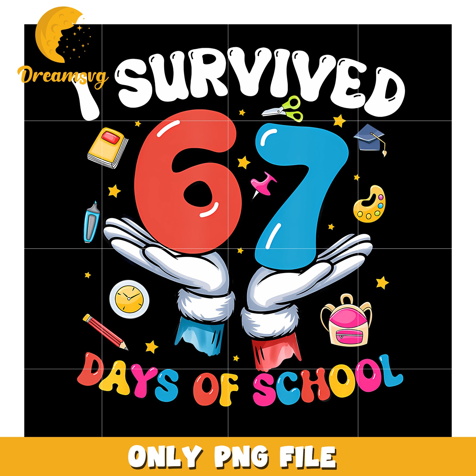 Red and blue 67 days of school png, six seven kid​ png, colorful 67 png