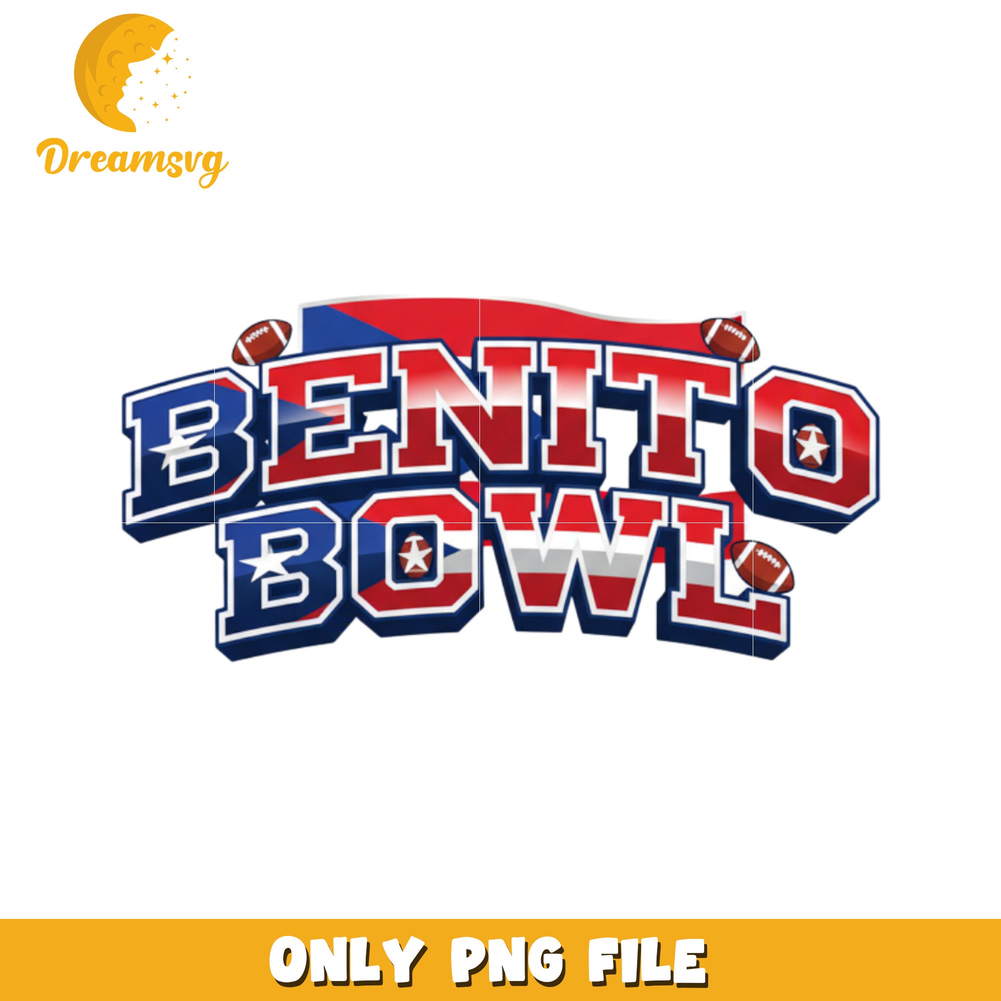 Red and blue benito png, american football art png, super bowl merch png