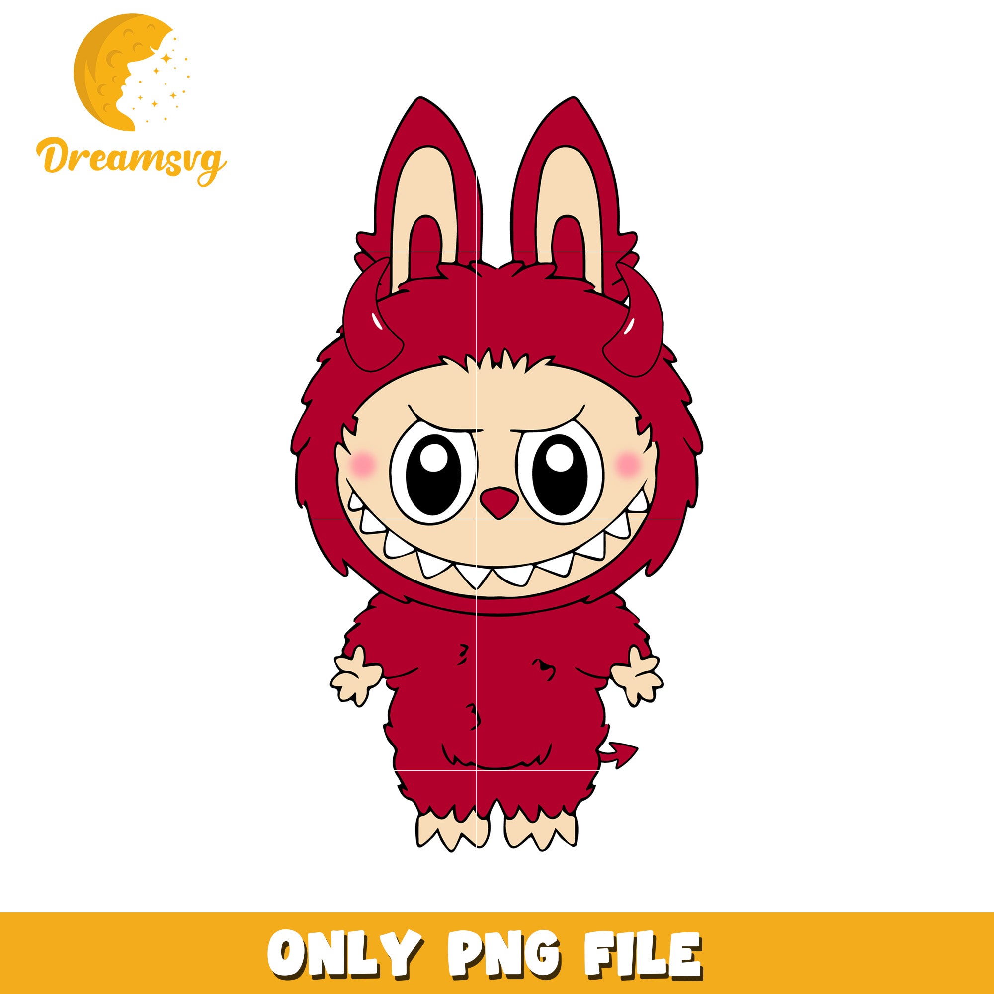 Red demon labubu design png, halloween labubu png, halloween pumpkin p ...