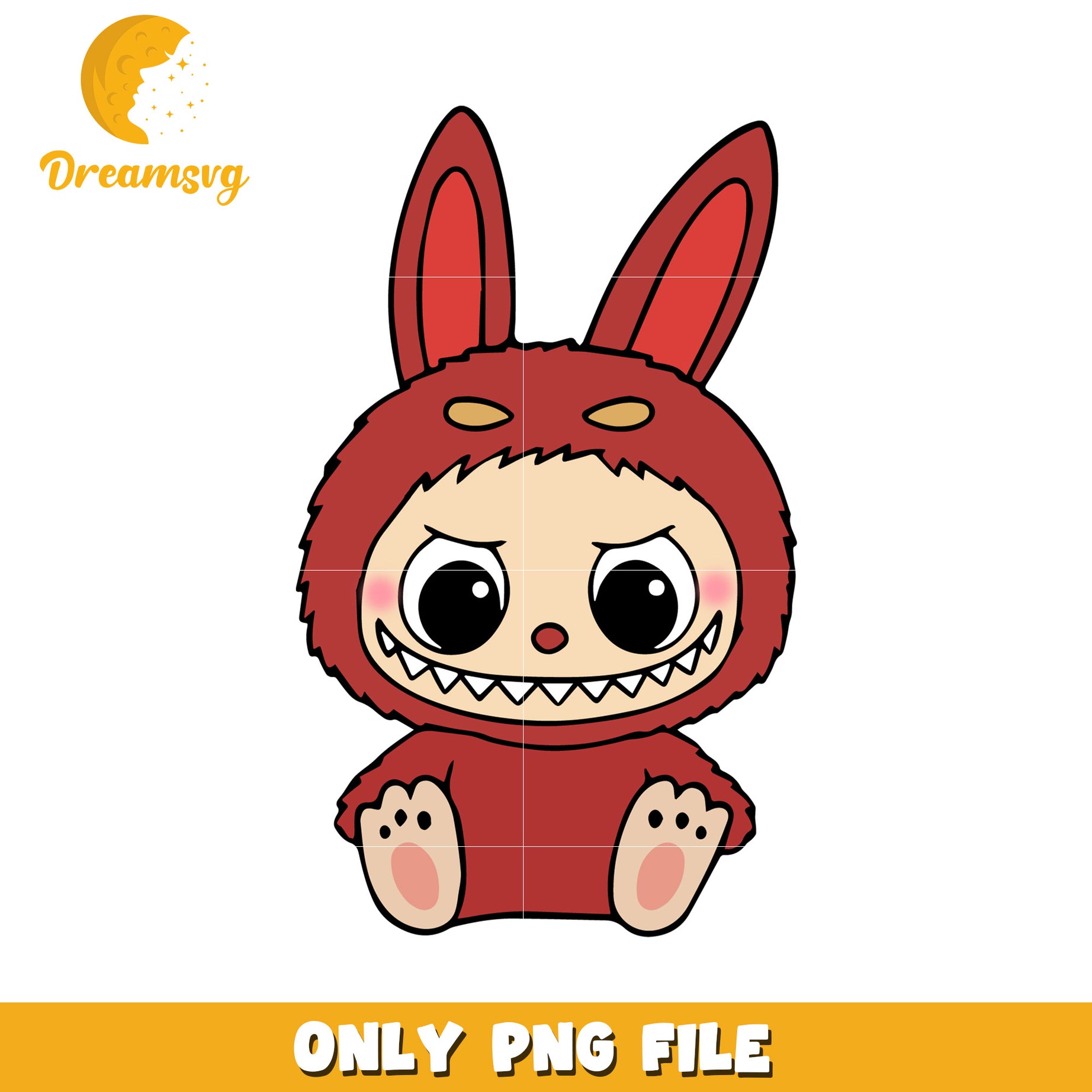 Red demon labubu design png, halloween time png, spooky season png