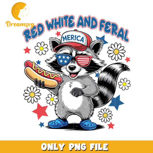 Red white and feral png, rocket racoon png, 4th of july vibe png