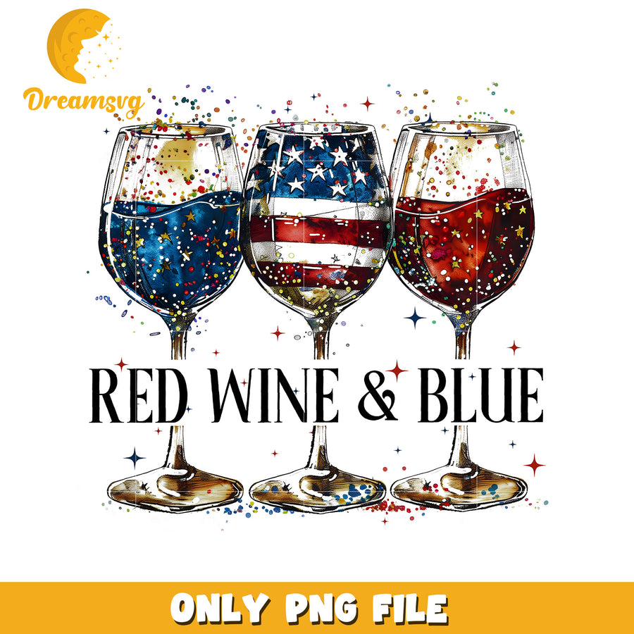 Red wine and blue png, independence day png, red white blue png