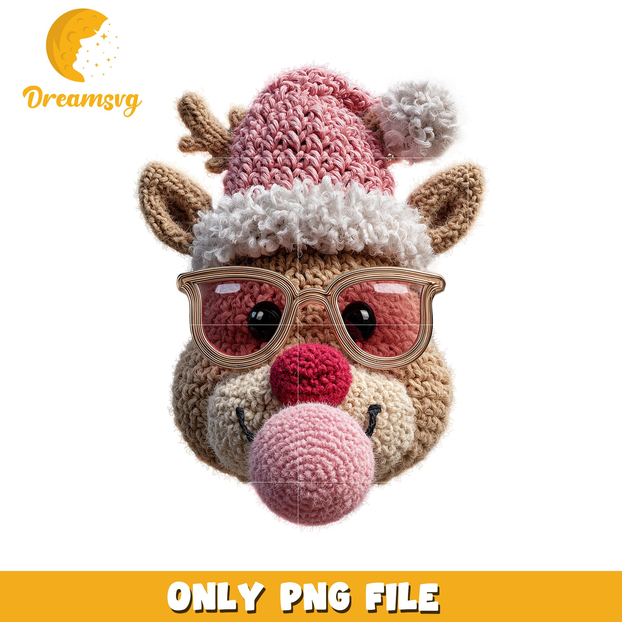 Reindeer head png, christmas cookies​​​ png, yarn art png