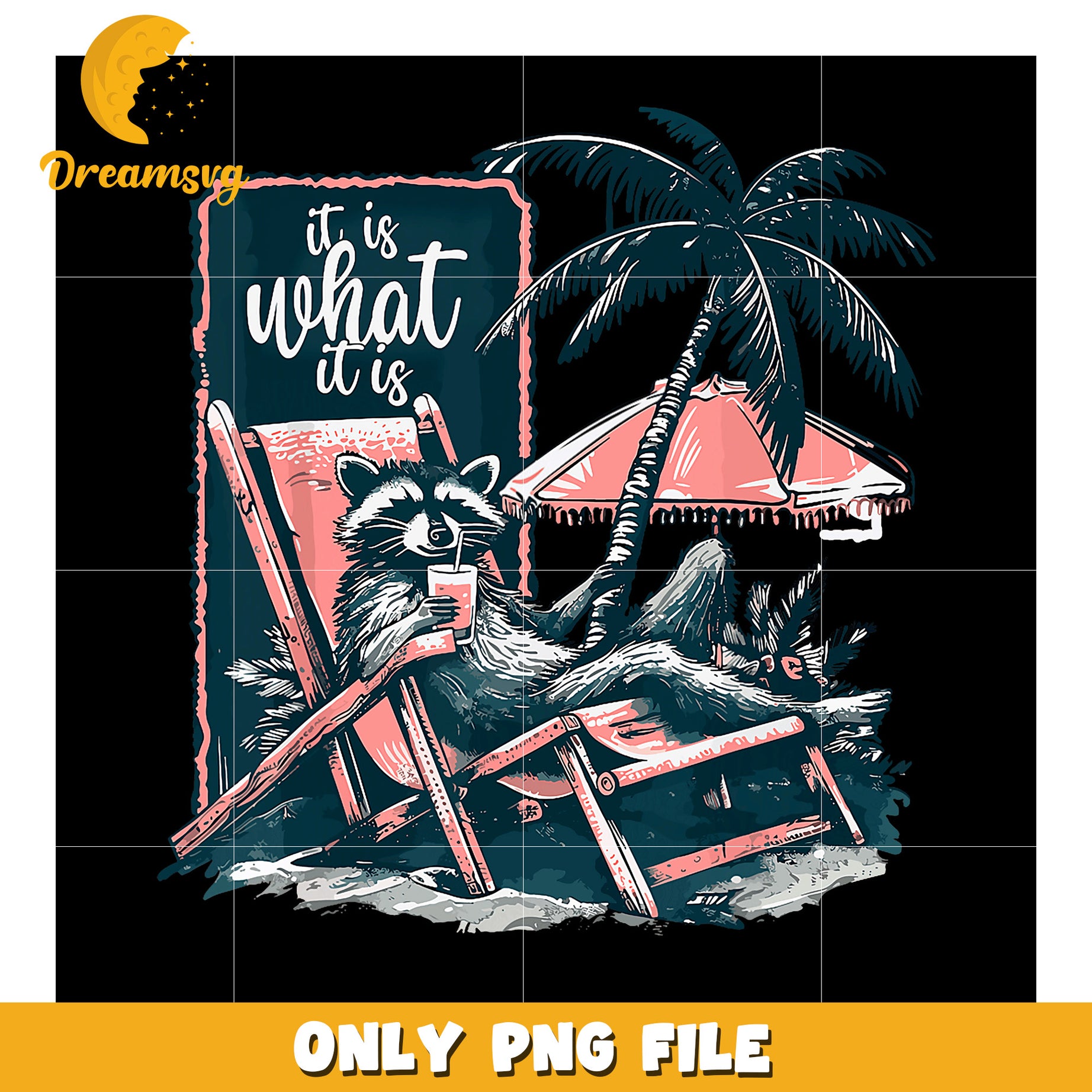 Relaxing Raccoon Beach PNG Design