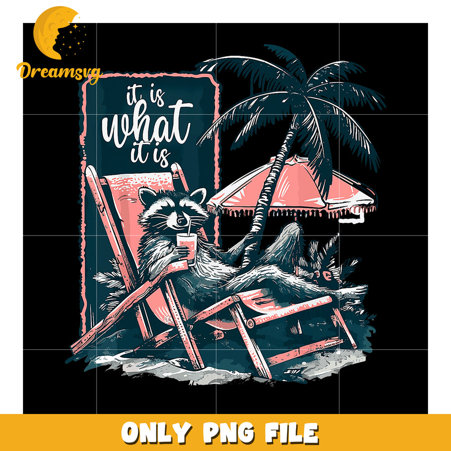 Relaxing Raccoon Beach PNG Design