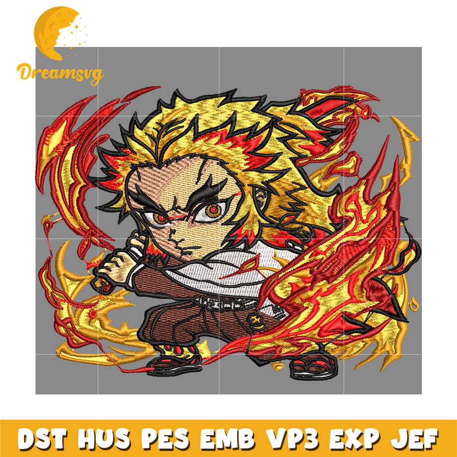 Rengoku Kyoujurou chibi embroidery design