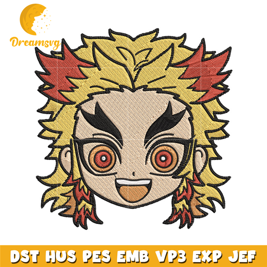 Rengoku kid embroidery design, Demon slayer Embroidery