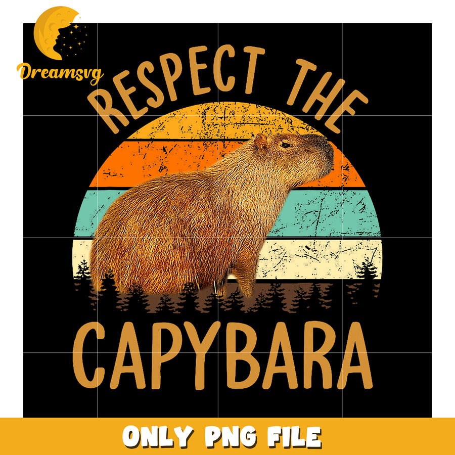 Respect The Capybara PNG Retro Design