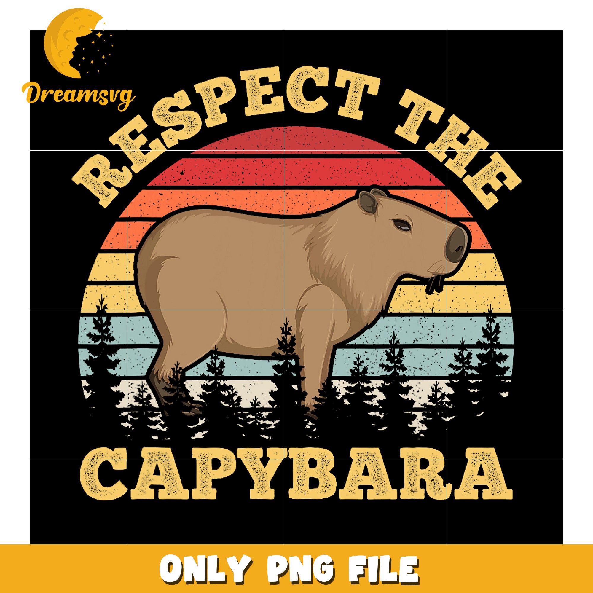 Respect The Capybara Retro PNG Design