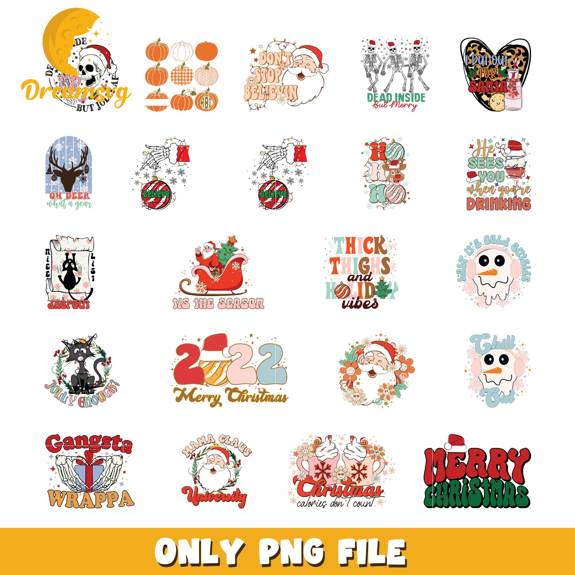 Mama claus university christmas design bundle png, believe christmas​ png