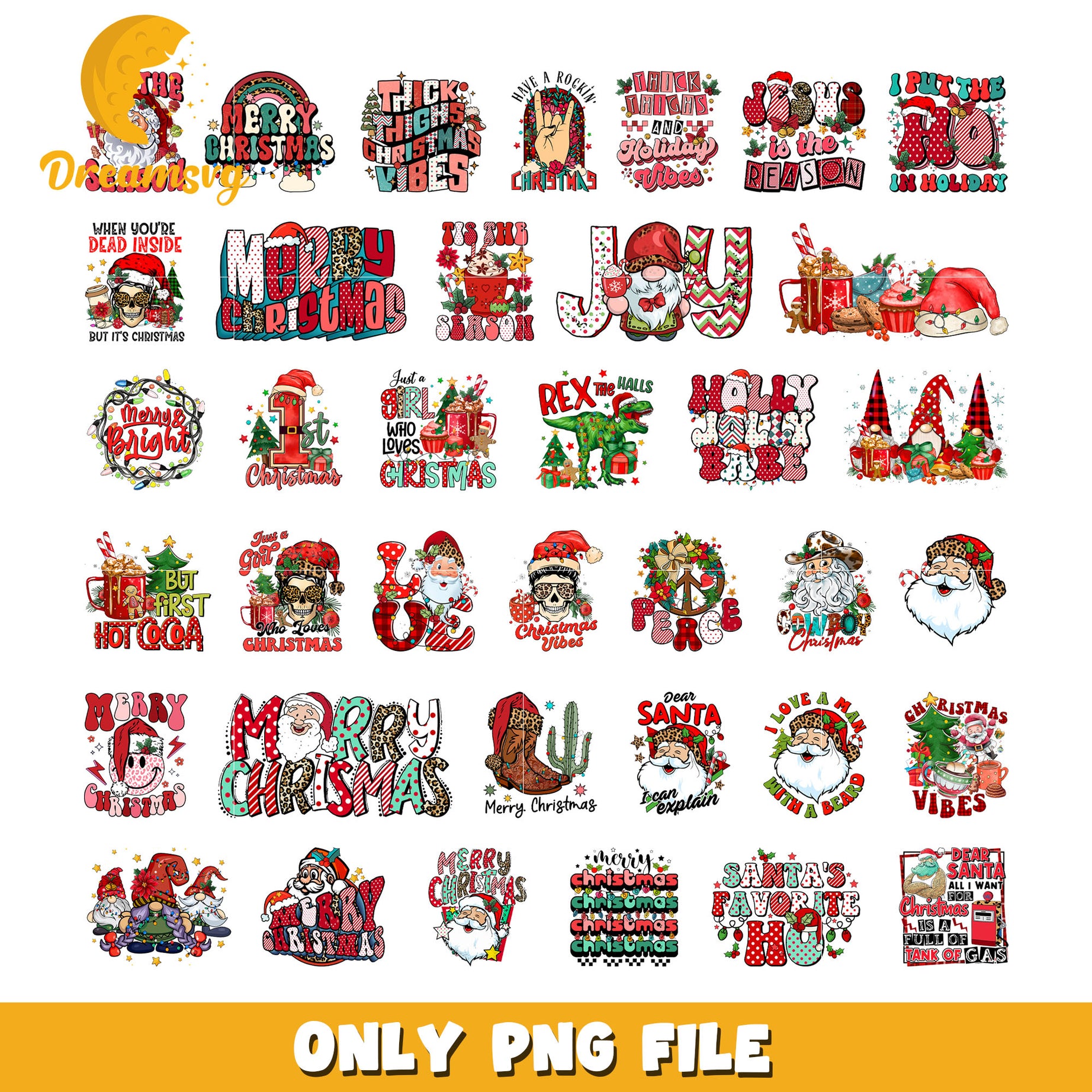 Love christmas vibes design bundle png, merry christmas santa​ png