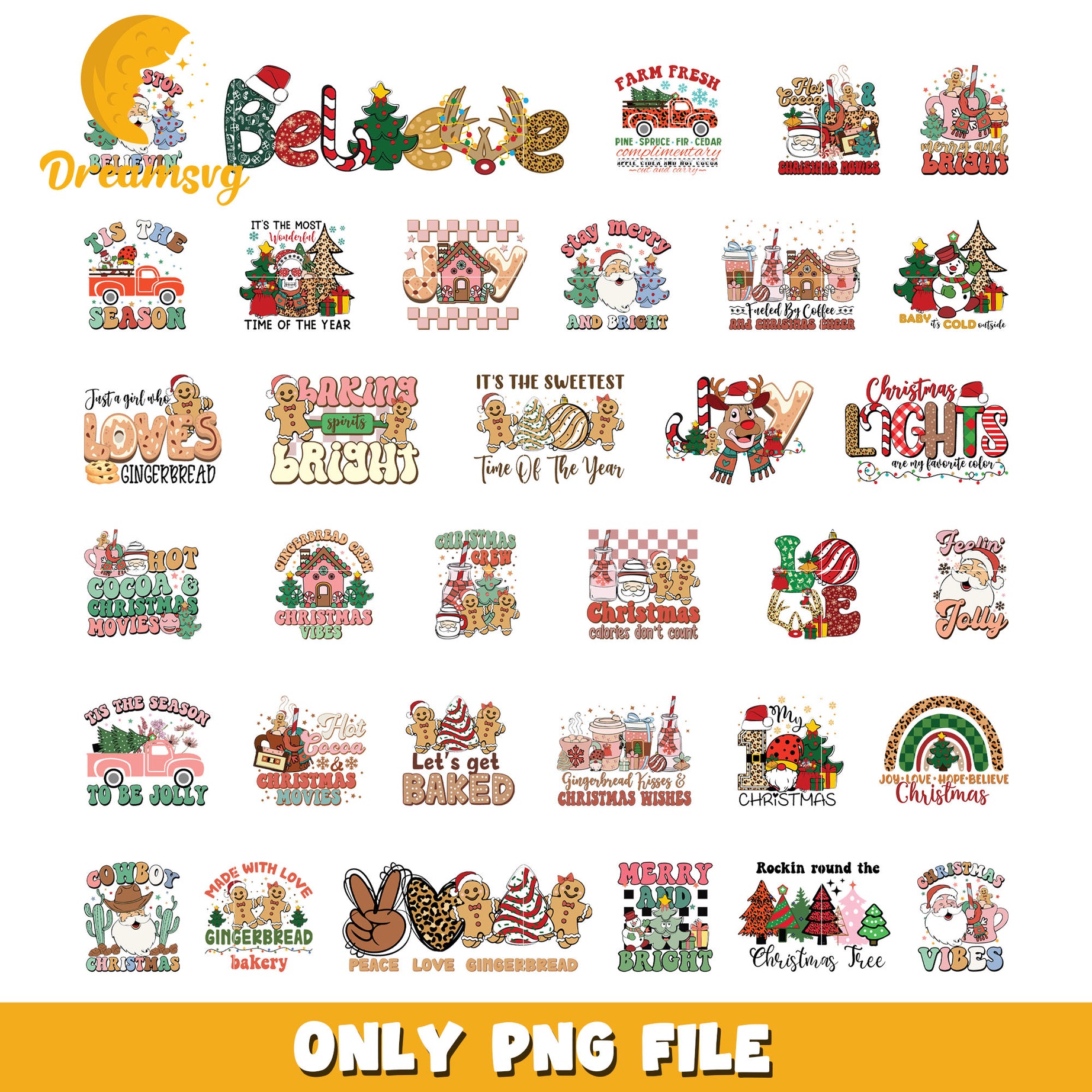 Gringerbread crew christmas vibes bundle png, tis the season png