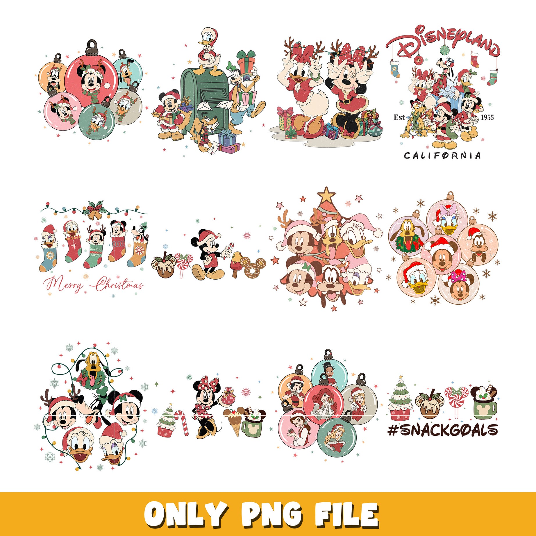 Mickey And Friends Christmas bundle png, Disney cartoon png, Digital download 