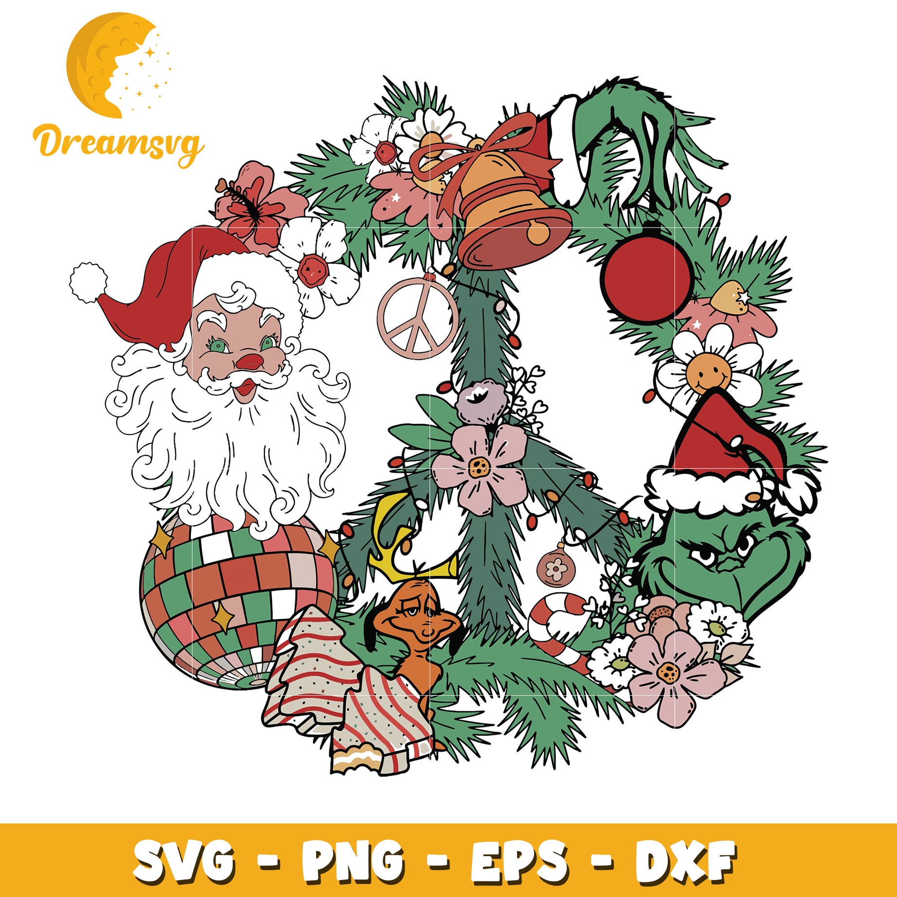 Retro Christmas Wreath svg, retro christmas svg, christmas svg