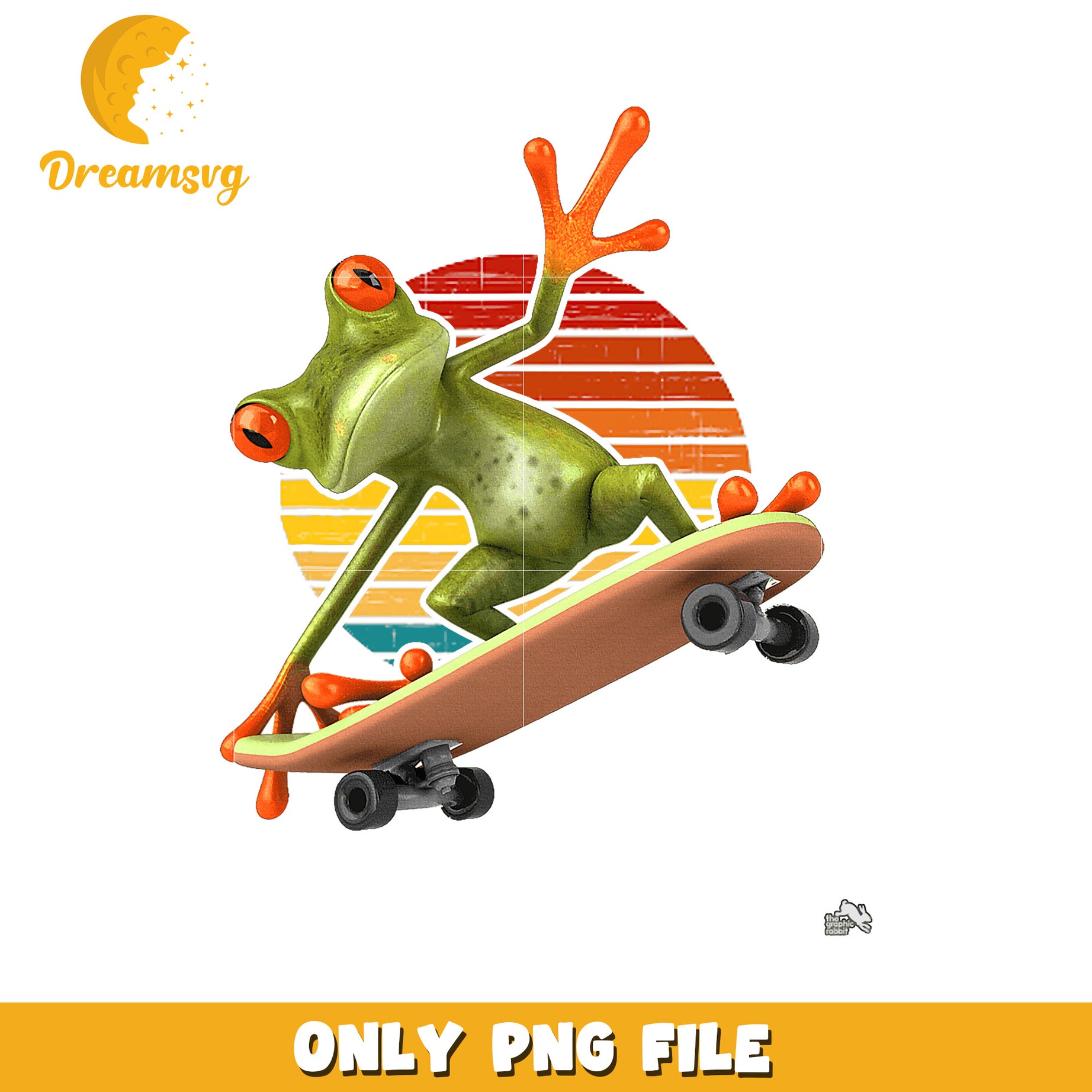 Retro Frog Skateboard PNG Download