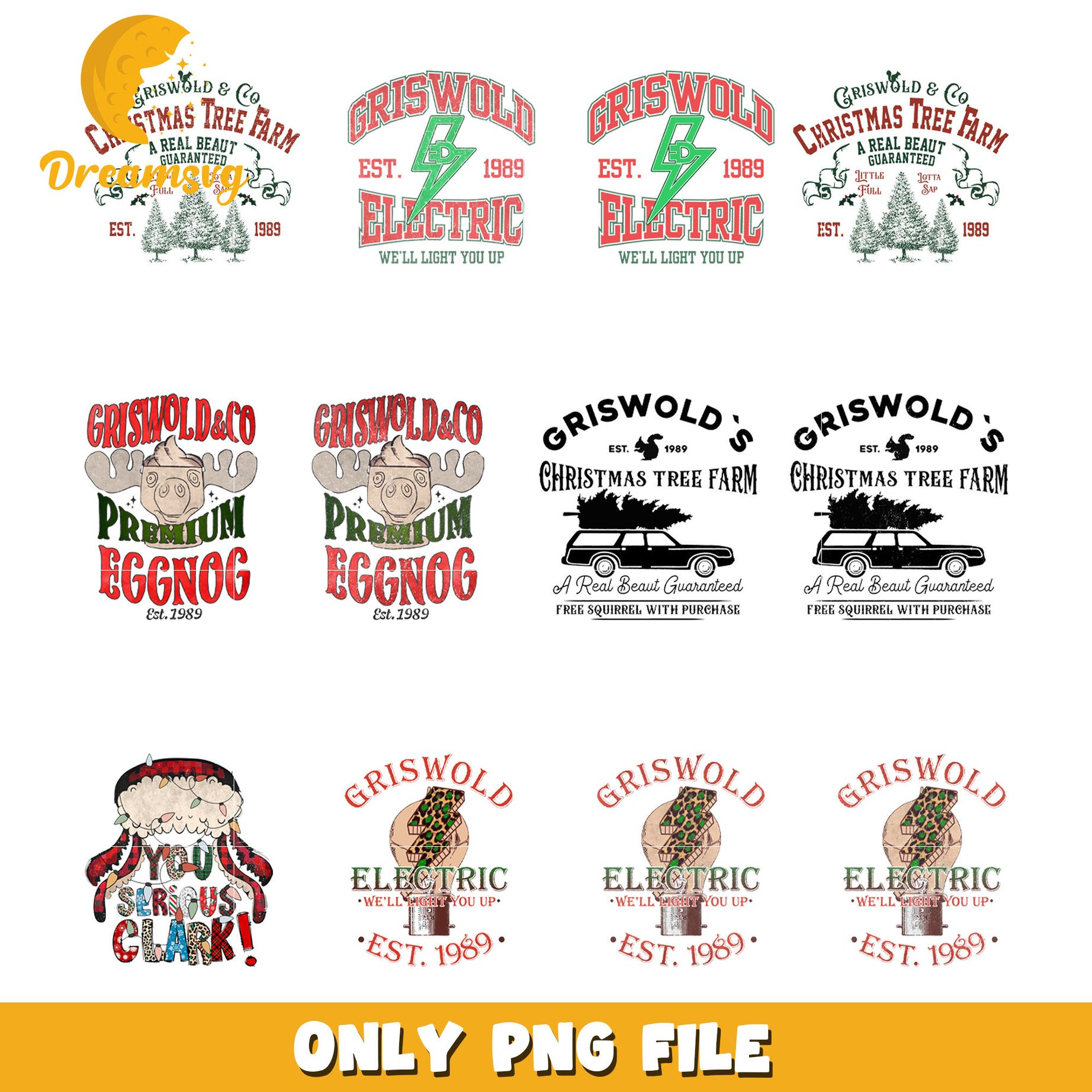 Griswold & co premium eggnog bundle png, christmas tree farm png