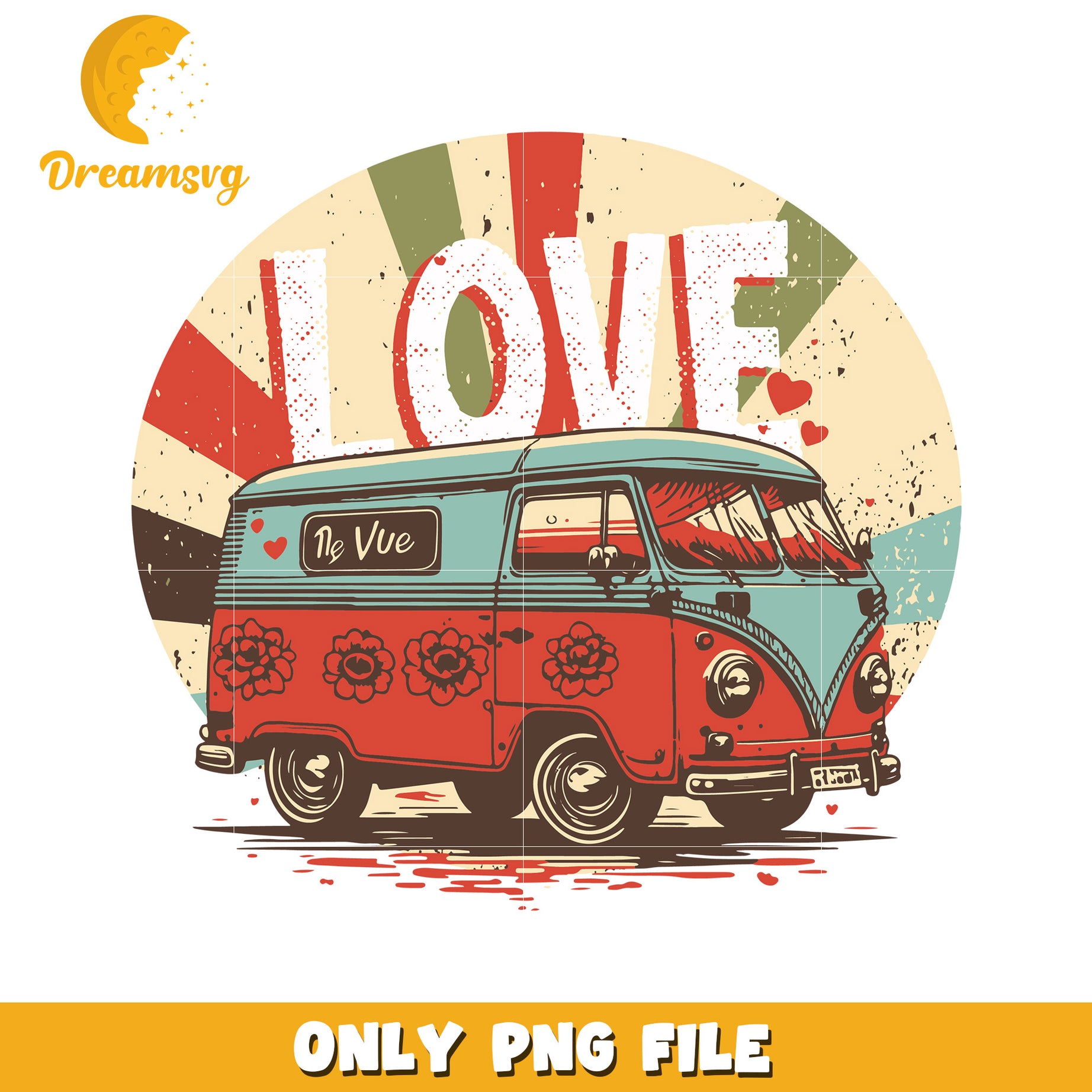 Retro Love Van PNG Design