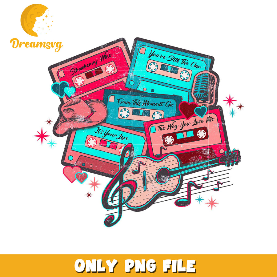 Retro Music Cassette Tape PNG