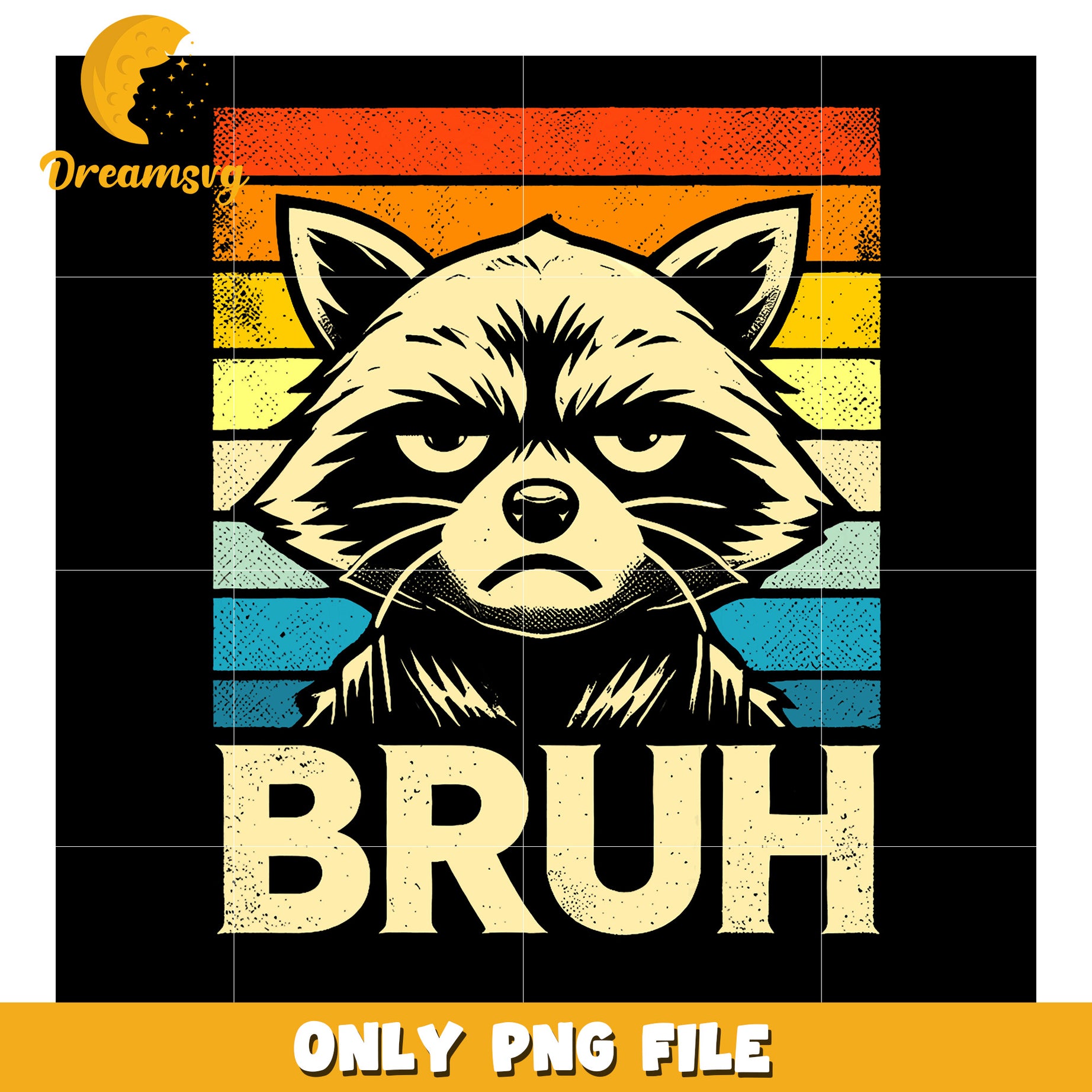Retro Raccoon Bruh PNG Graphic