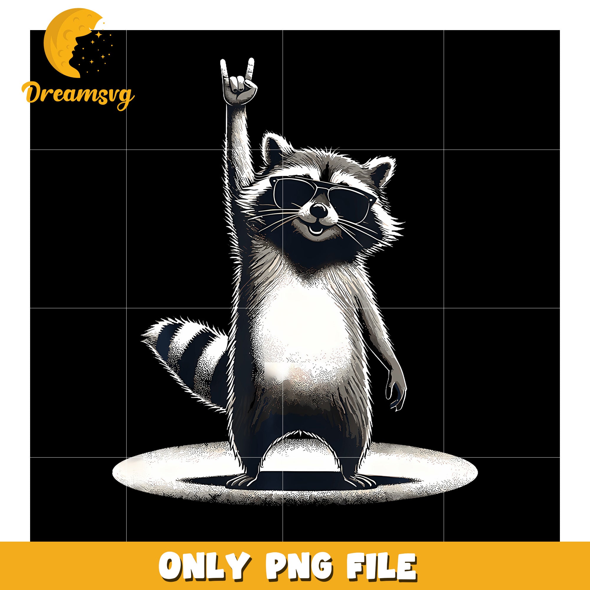 Retro Raccoon Rock Music png, trending memes png, funny racoon png