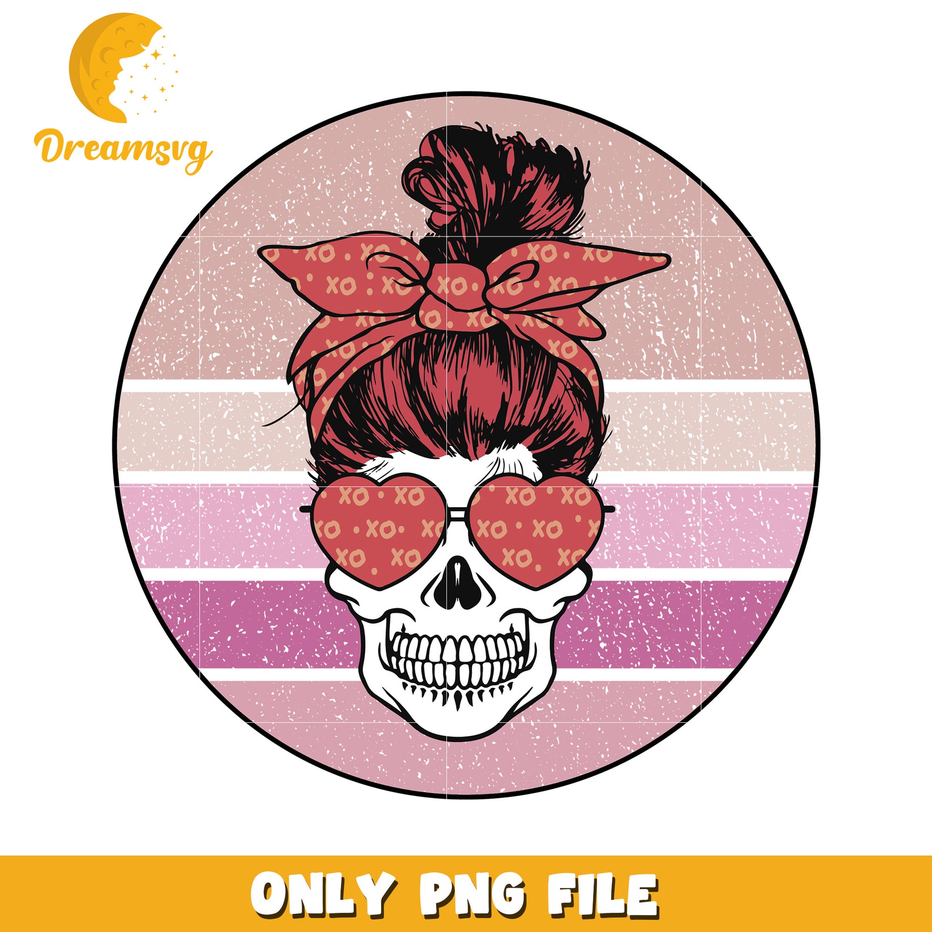 Retro Skull Girl PNG Sublimation