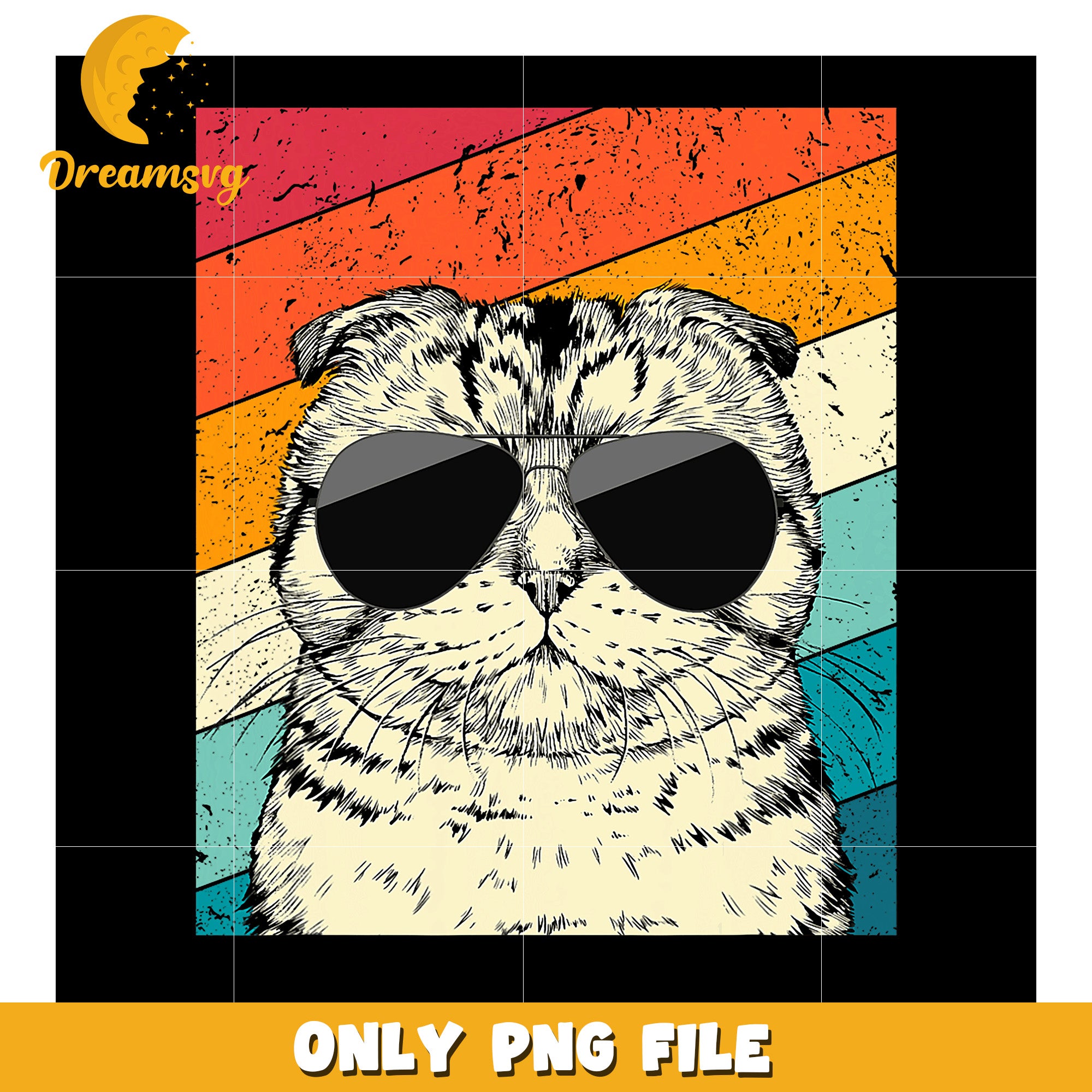 Retro Sunglasses Cat PNG Image