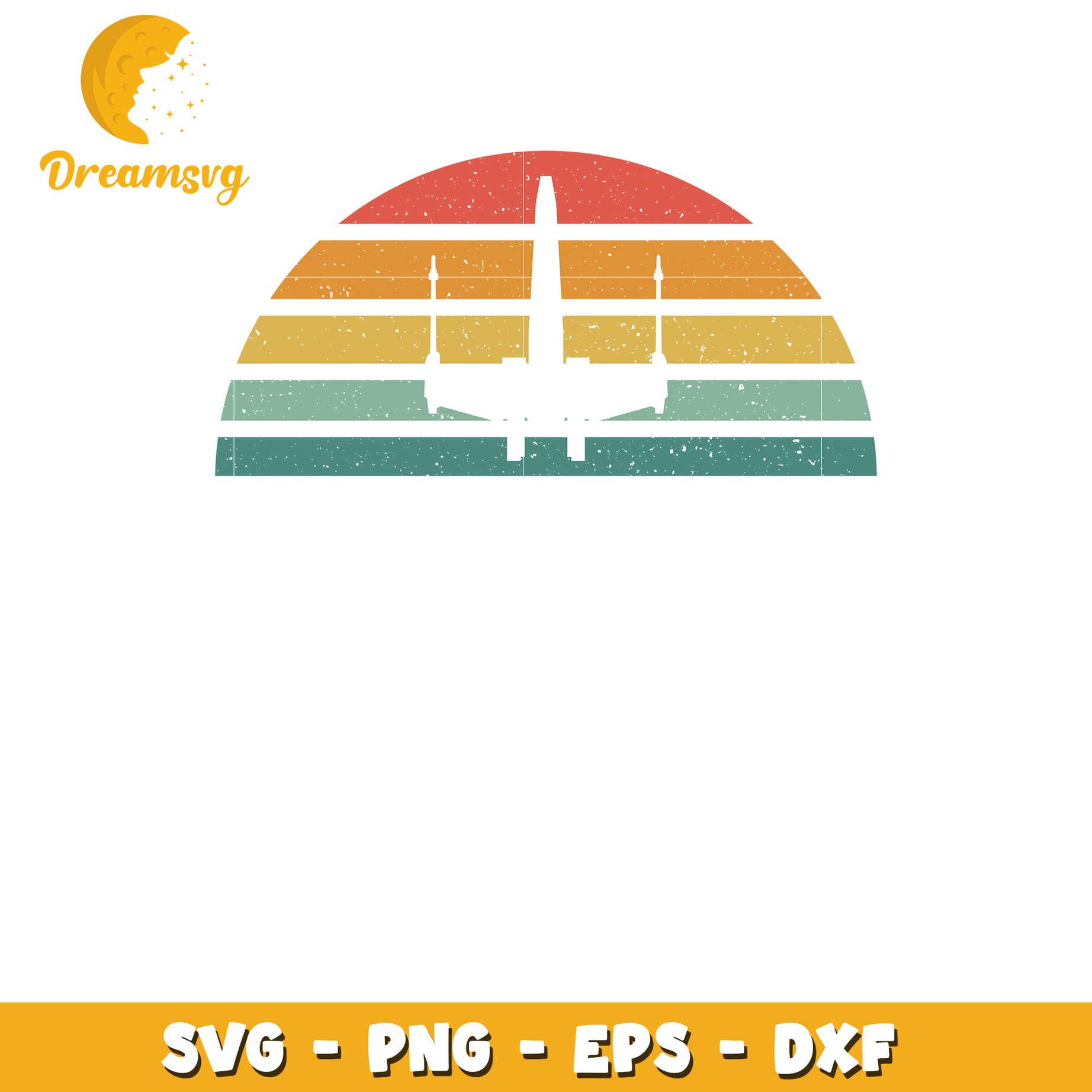 Retro Sunset Airplane SVG Cut File