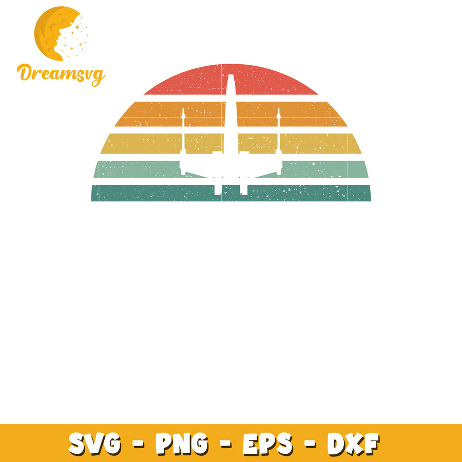 Retro Sunset Airplane SVG Cut File