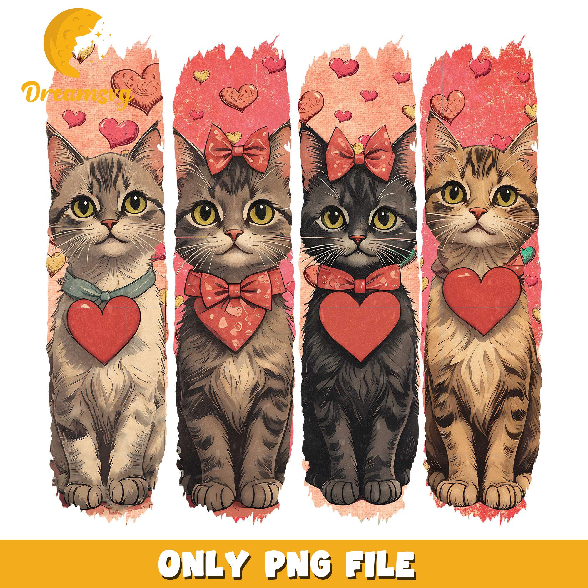 Retro Vintage Cat Valentine png, Cat Valentine png, cat png
