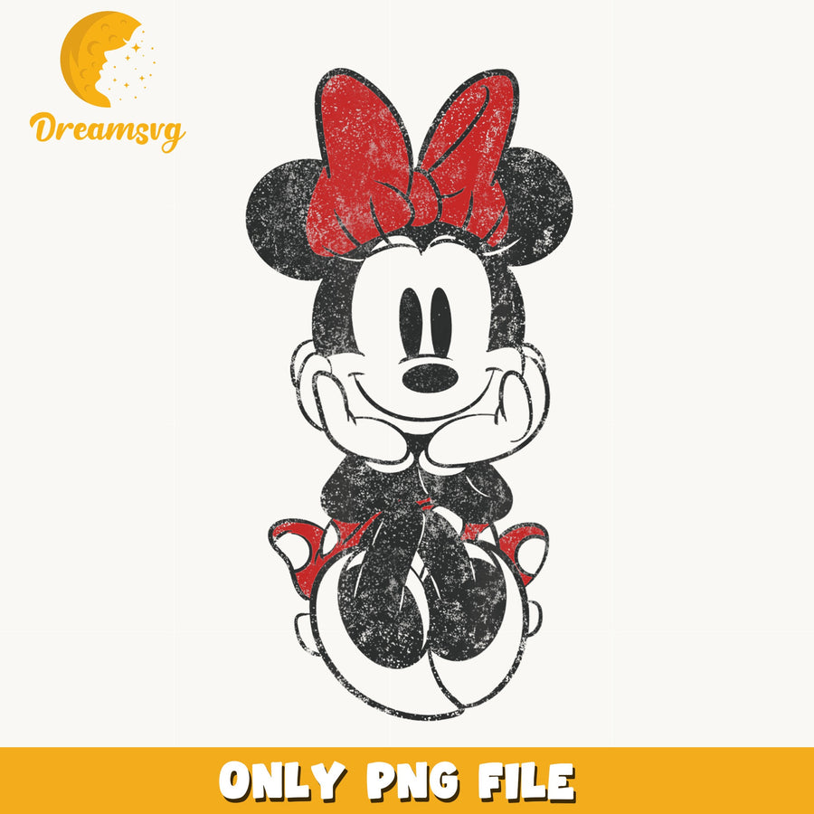 Retro Minnie Mouse Distressed PNG, Disney Vintage Design, Minnie PNG