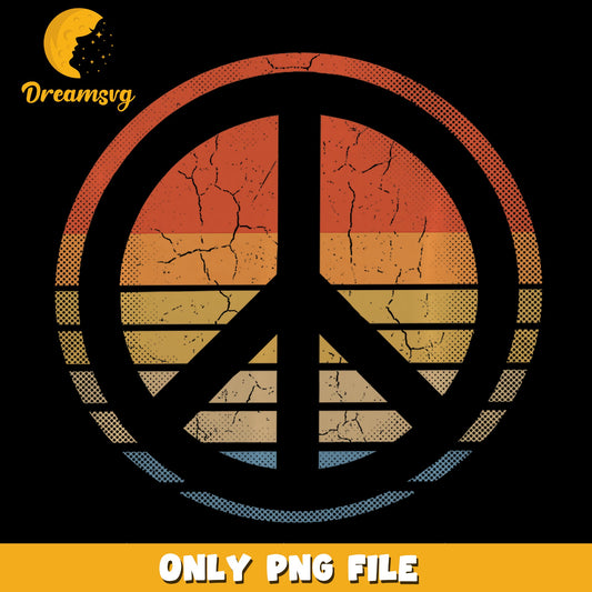 Retro Sunset Peace Sign Distressed Grunge PNG, Vintage Hippie, PNG