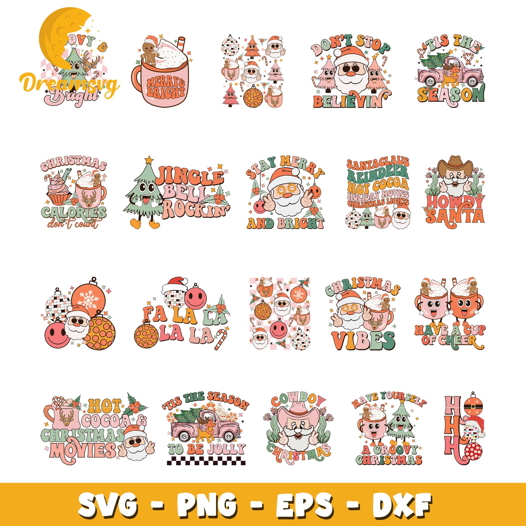 Santa face christmas vibes design bundle svg, tis the season​ svg