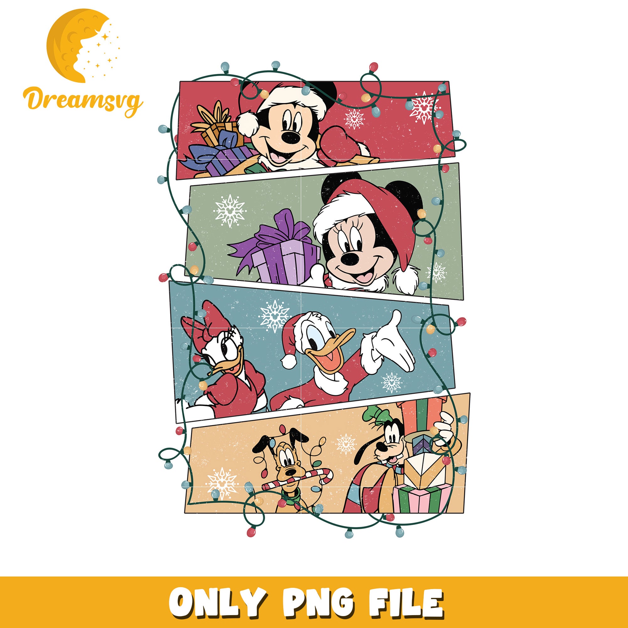 Retro christmas mickey and friends png, festive disney png, winter wonderland png