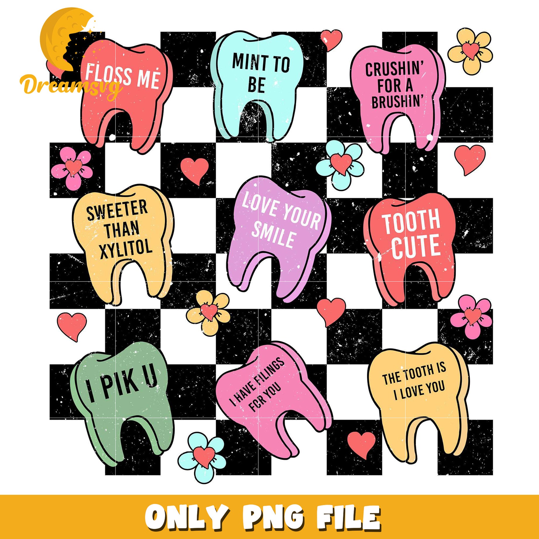 Retro groovy dentist valentine png, dentist valentine png