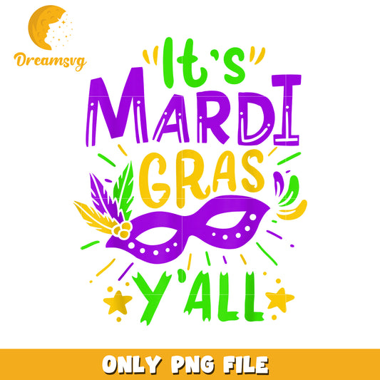 Retro it's mardi gras y'all png, mardi gras decorations png