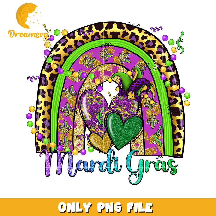 Retro rainbow mardi gras festival png, glitter png, mardi gras png
