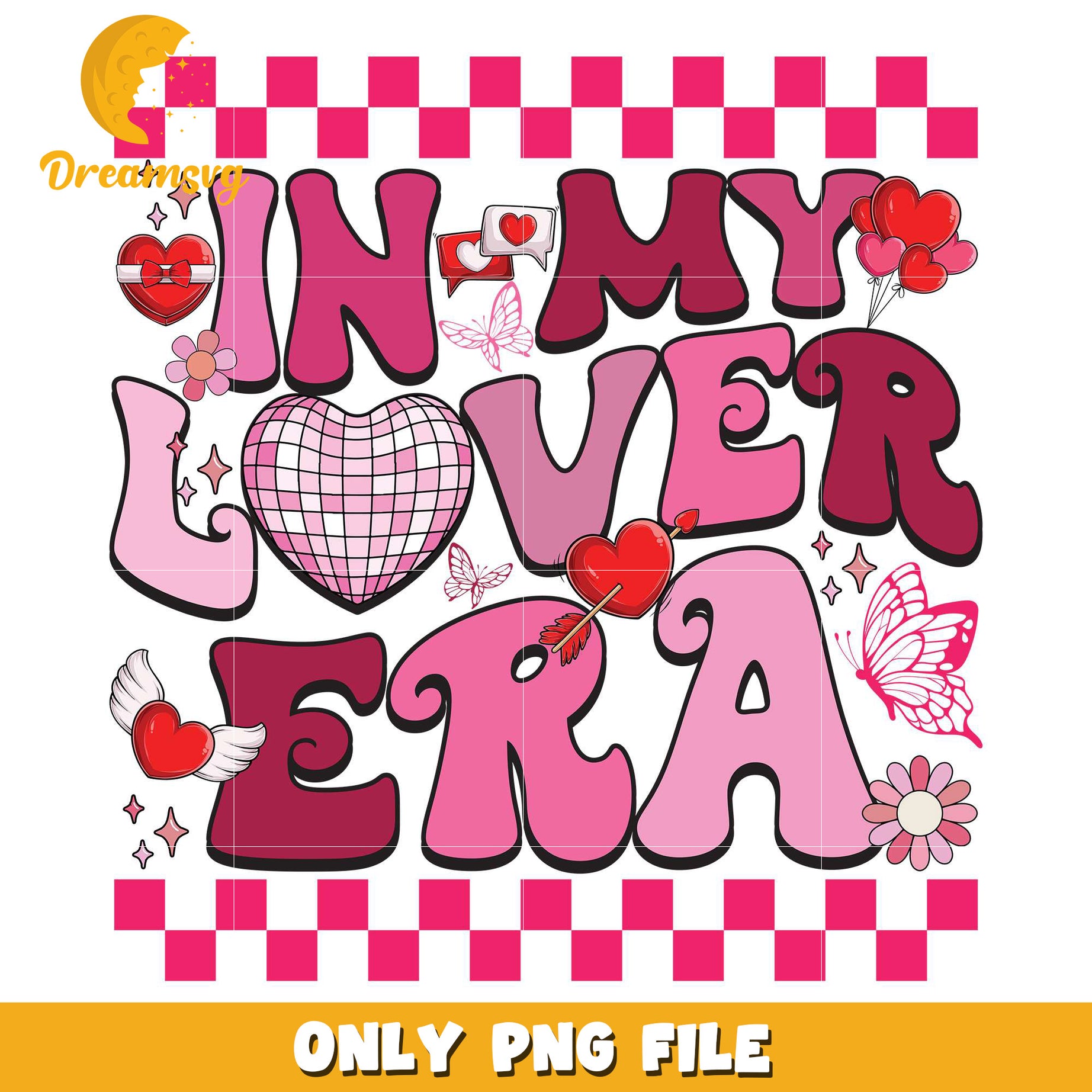 Retro valentine in my lover era png, heart valentine png