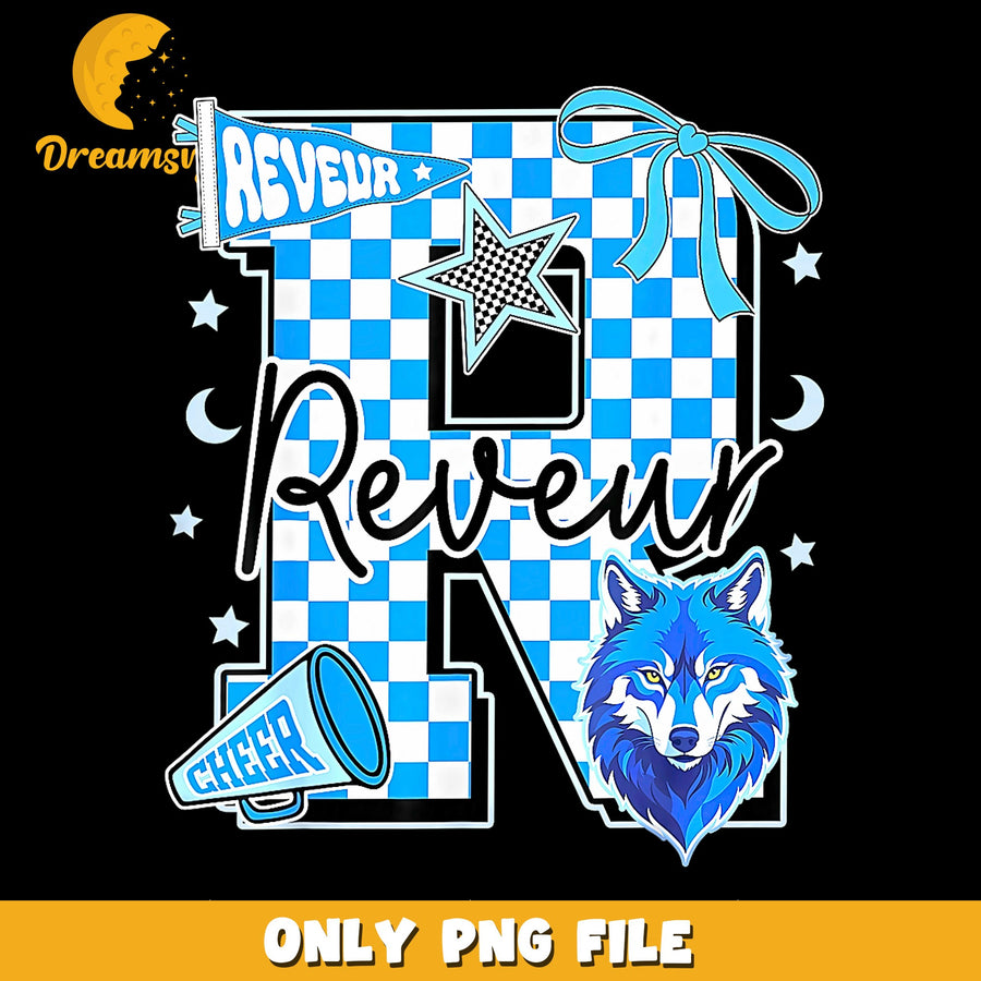 Reveur Wolves Cheer Letter R Checkered PNG, School Spirit, Mascot PNG