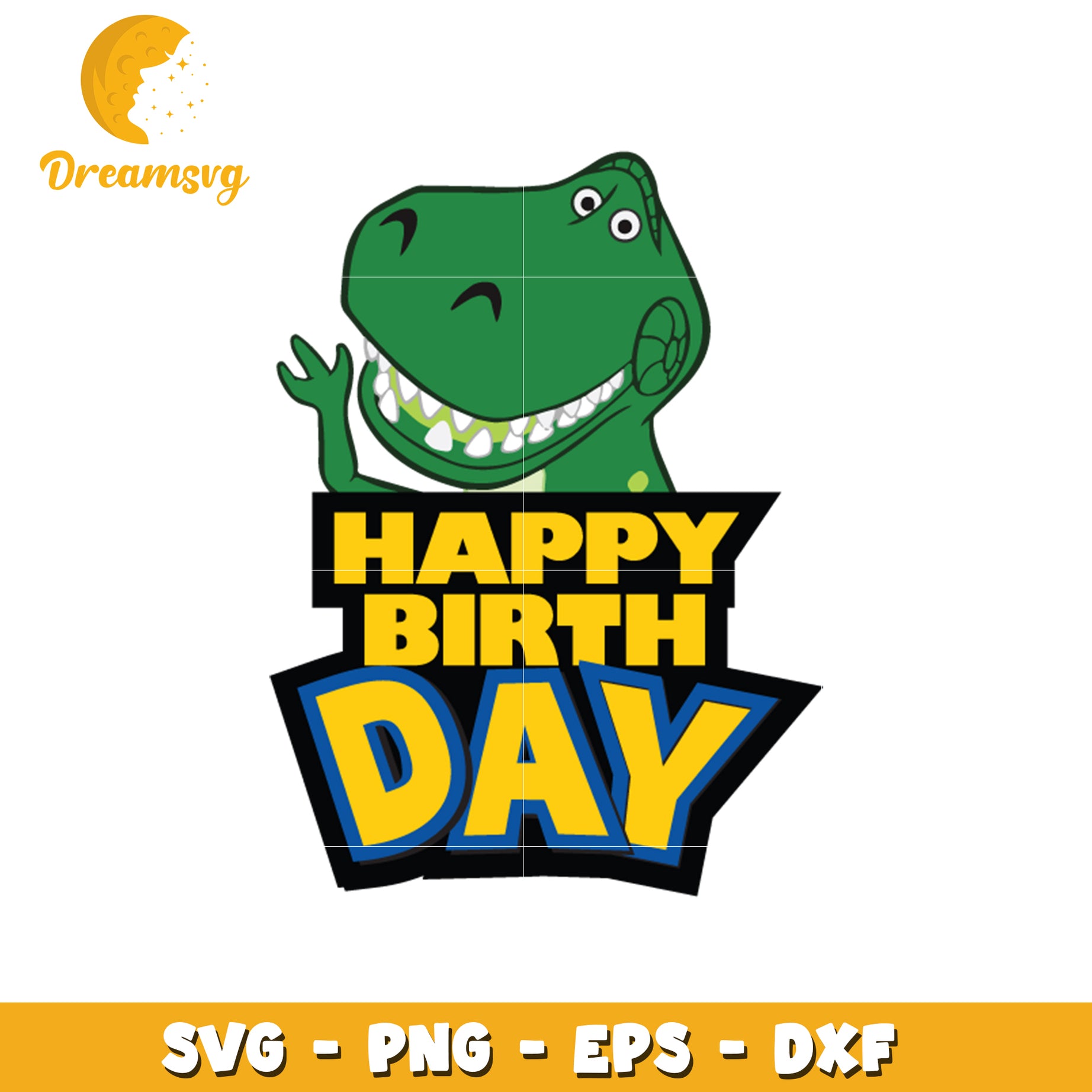 Rex Dinosaur Happy Birthday SVG Cut File