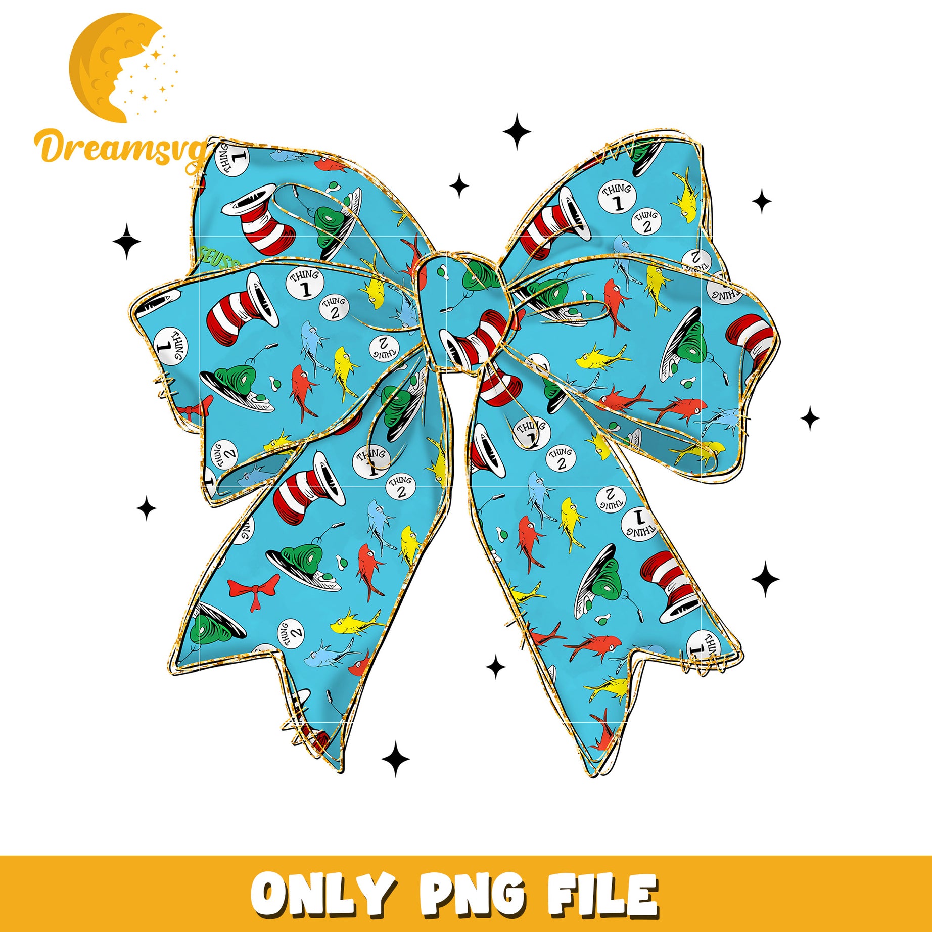 Ribbon retro bluey dr seuss png, dr seuss characters png