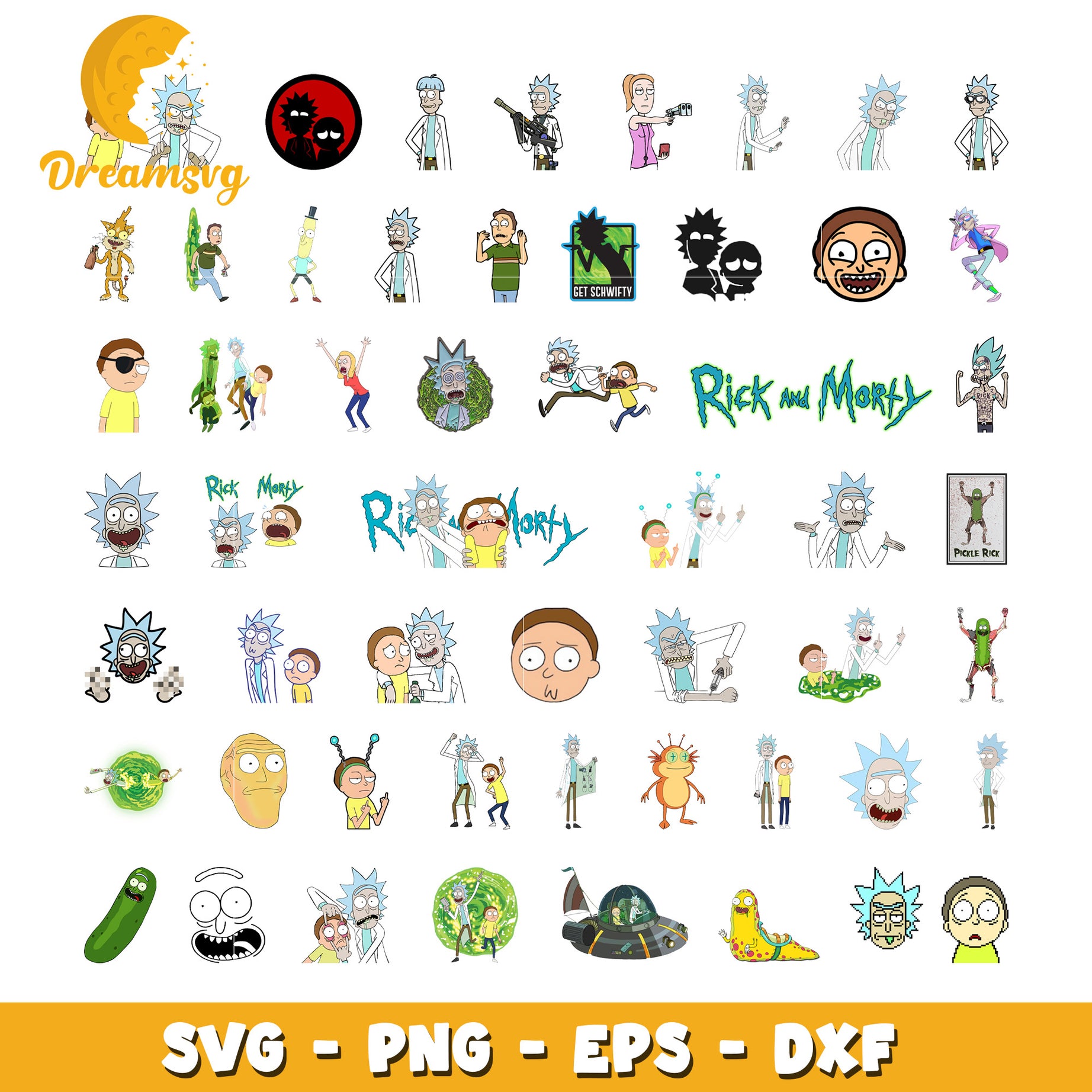 Rick and morty characters bundle svg, cast of rick and morty svg