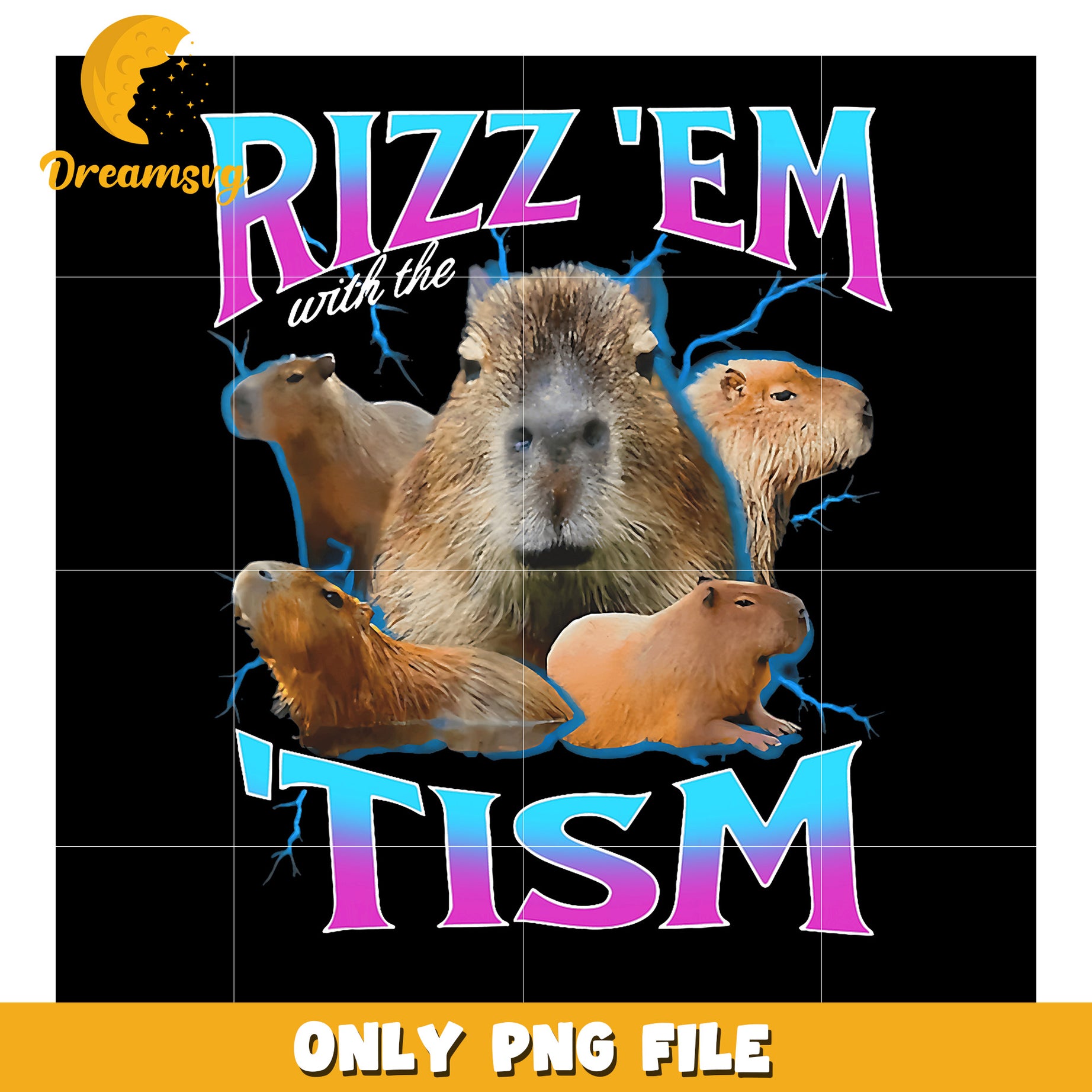 Rizz Em with the Tism Funny Capybara PNG Design File – DreamSVG Store
