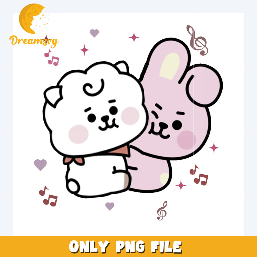 Rj and cooky png, bangtan boys png, bts members mascots​ png