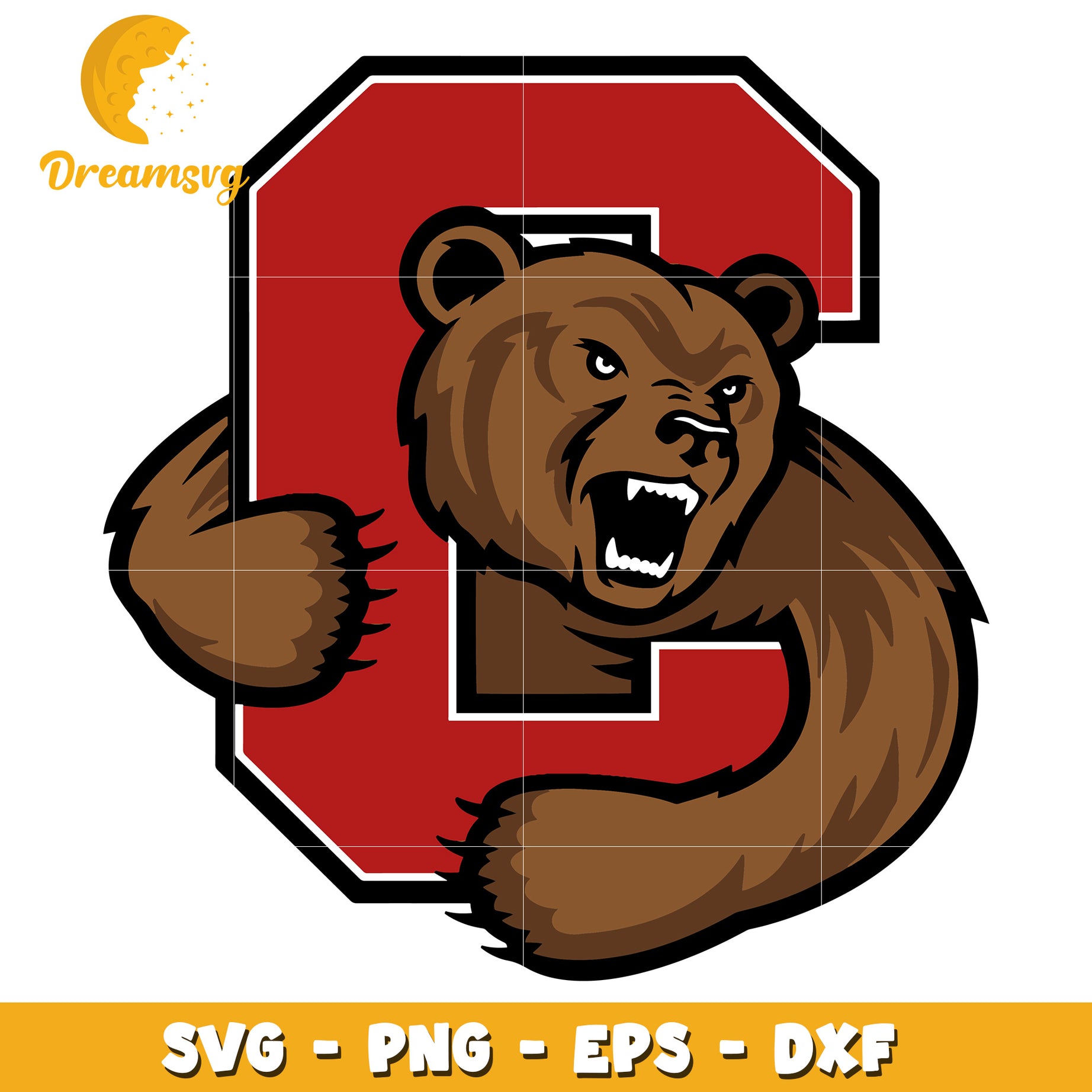 Roaring Bear Letter C SVG PNG EPS DXF