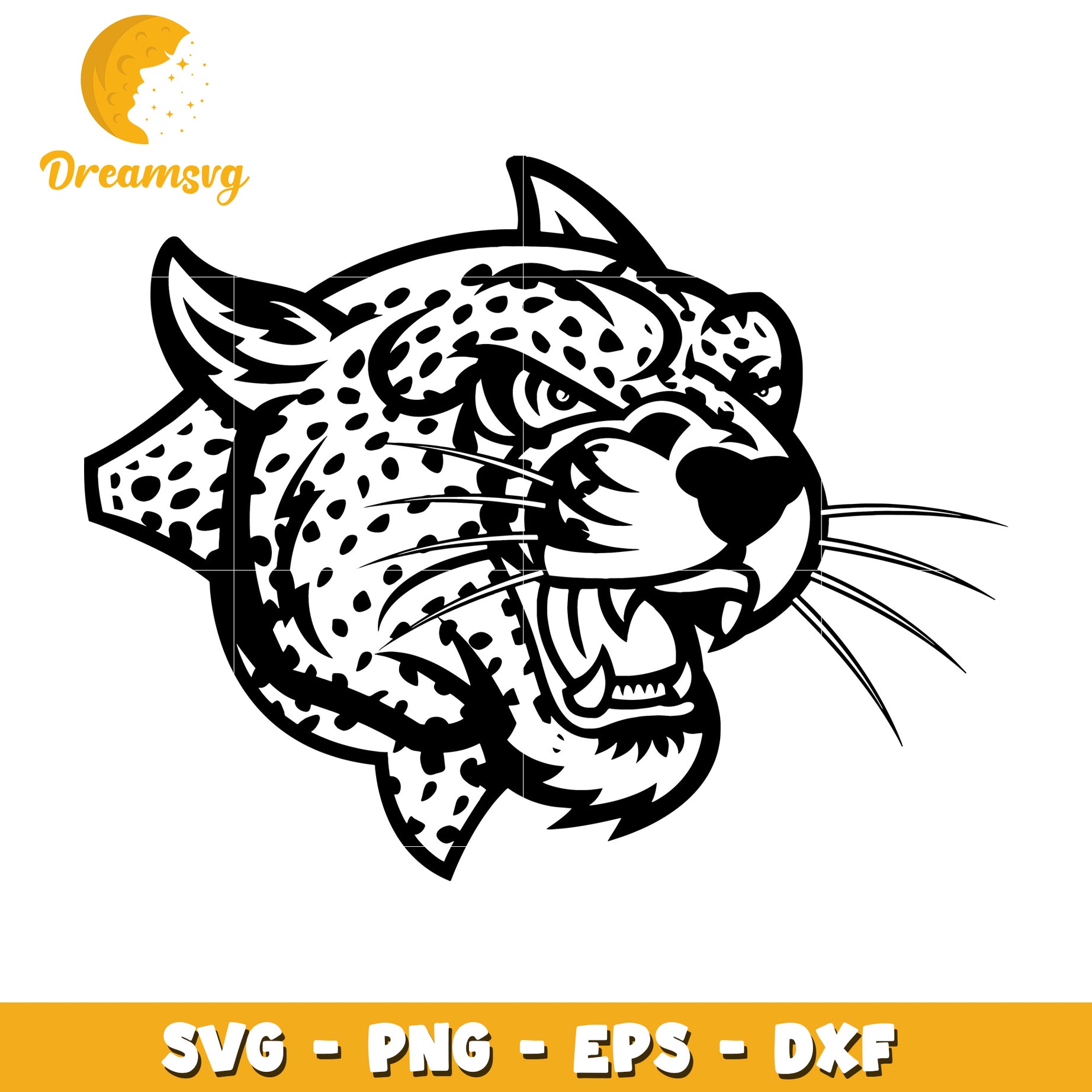 Roaring Cheetah Head SVG PNG EPS DXF