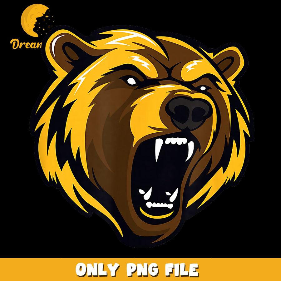 Roaring Bear PNG, Wildlife Design, Animal Art PNG