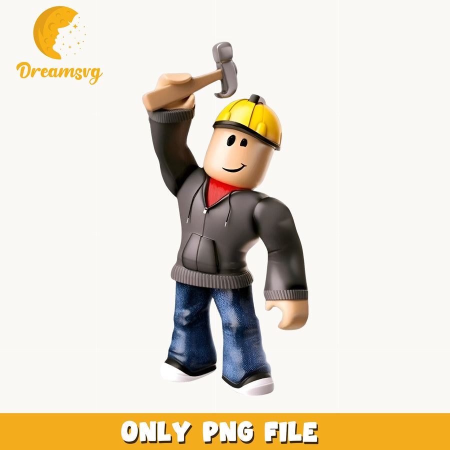 Roblox Builder Character PNG, Hard Hat Game, Kids PNG