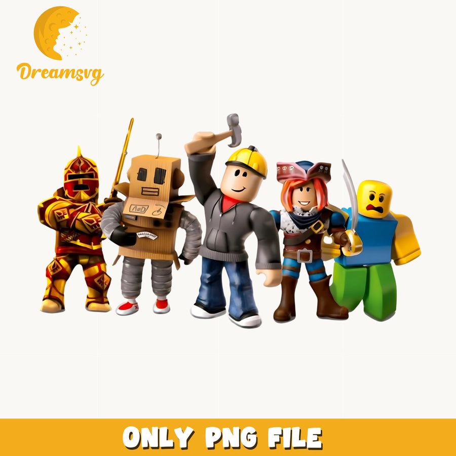 Roblox Five Skins PNG, Game Avatar Group, Kids PNG