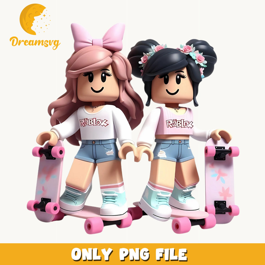 Roblox Girls Skater PNG, Cute Gamer Besties, Kids PNG