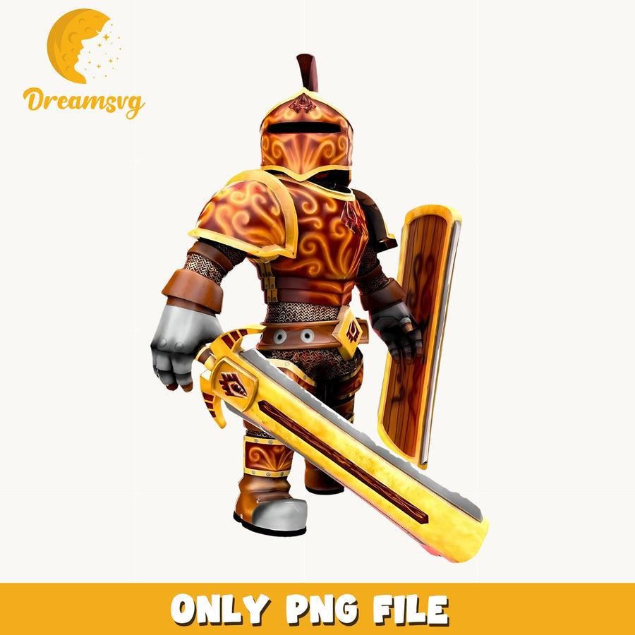 Roblox Knight Armor PNG, Gold Warrior Game, Kids PNG